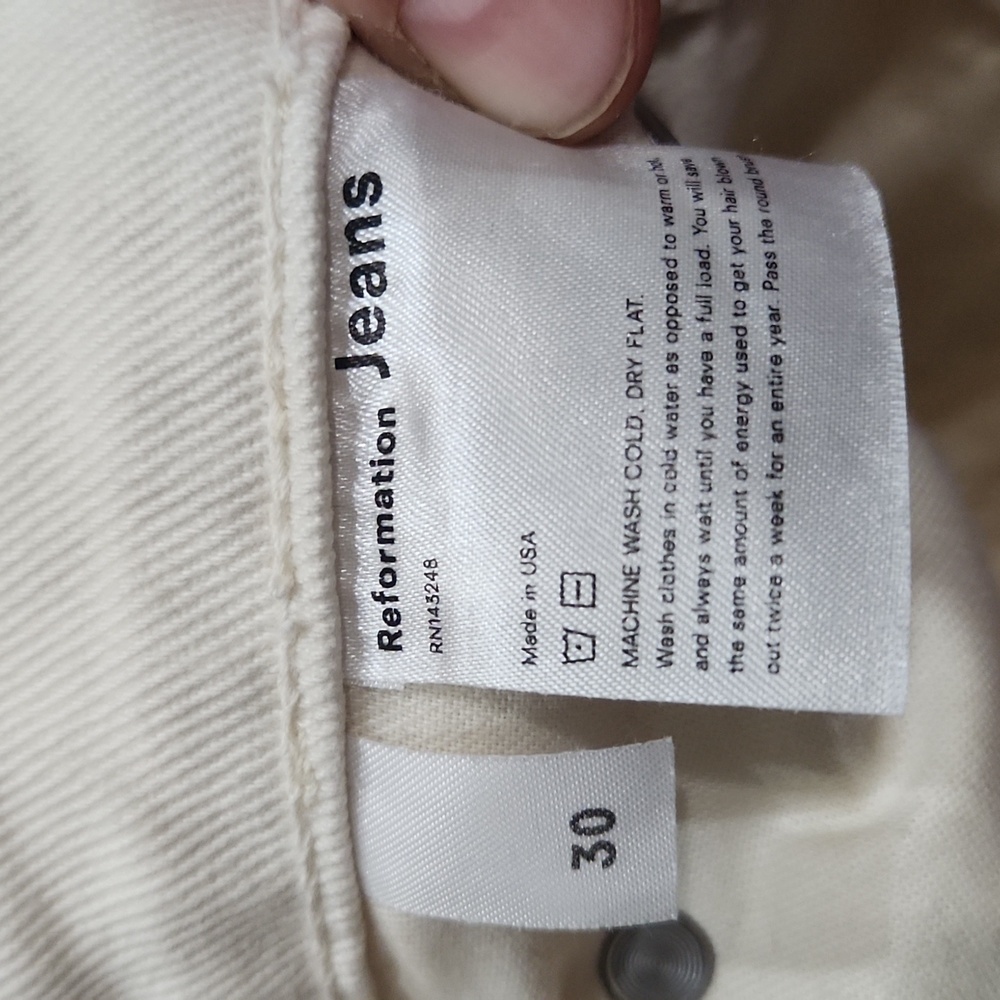 Reformation Julia High‎ Cigarette Jean Ivory Cream Destroyed Distressed Size 30 - Picture 7 of 9